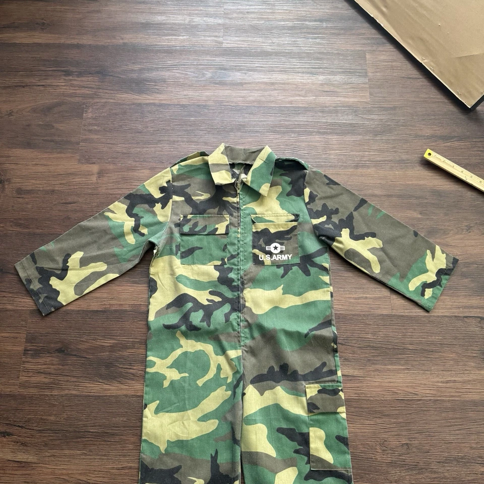 US Army Military Youth 12 Camouflage Camo Coveralls Full Body Vintage 90s or 80s - Image 2 of 4