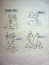 LOONEY TUNES Olympic Stackables 1996 Sonrics Concept Hand Drawn Toy Concept Art