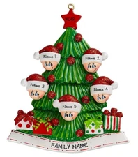 PERSONALIZED Christmas Tree Family - Family of 5 Christmas Ornament Keepsake 