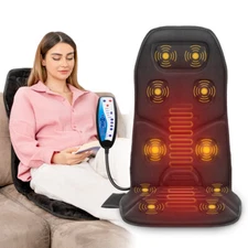 COMFIER Massage Seat Cushion with Heat,Back Massager,10 Vibration Motors,Black