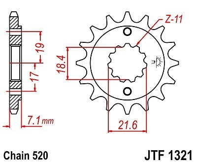 JT Sprockets - JTF1321.14 Steel Front Sprocket 14T Honda CBR250R CBR300R 2011-18 - Image 3 of 3