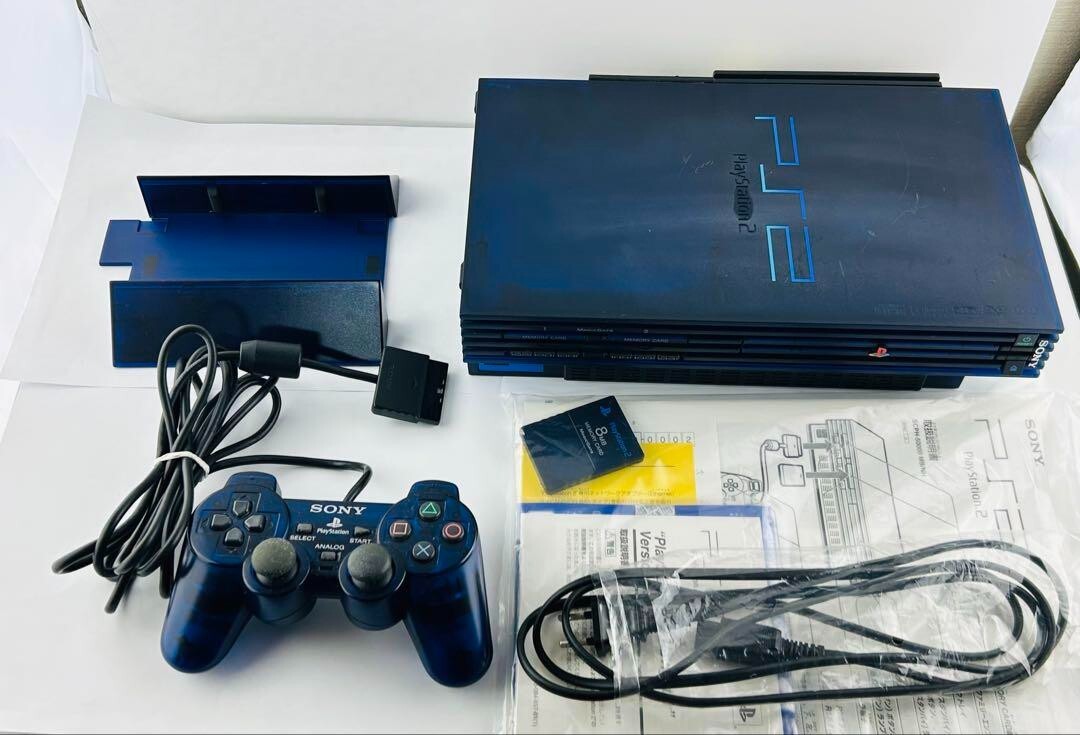 PS2 本体一式セット ミッドナイトブルー SCPH-50000 MB/NH PlayStation 2 PS2 Console Midnight Blue color SCPH-50000MB