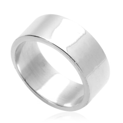 Men 8MM 925 Sterling Silver Wedding Band Classic Plain Flat Band Ring