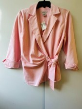 Harold's Wrap Crepe Blazer Tie Waist With Folded Long Sleeve Pastel Pink Sz 12