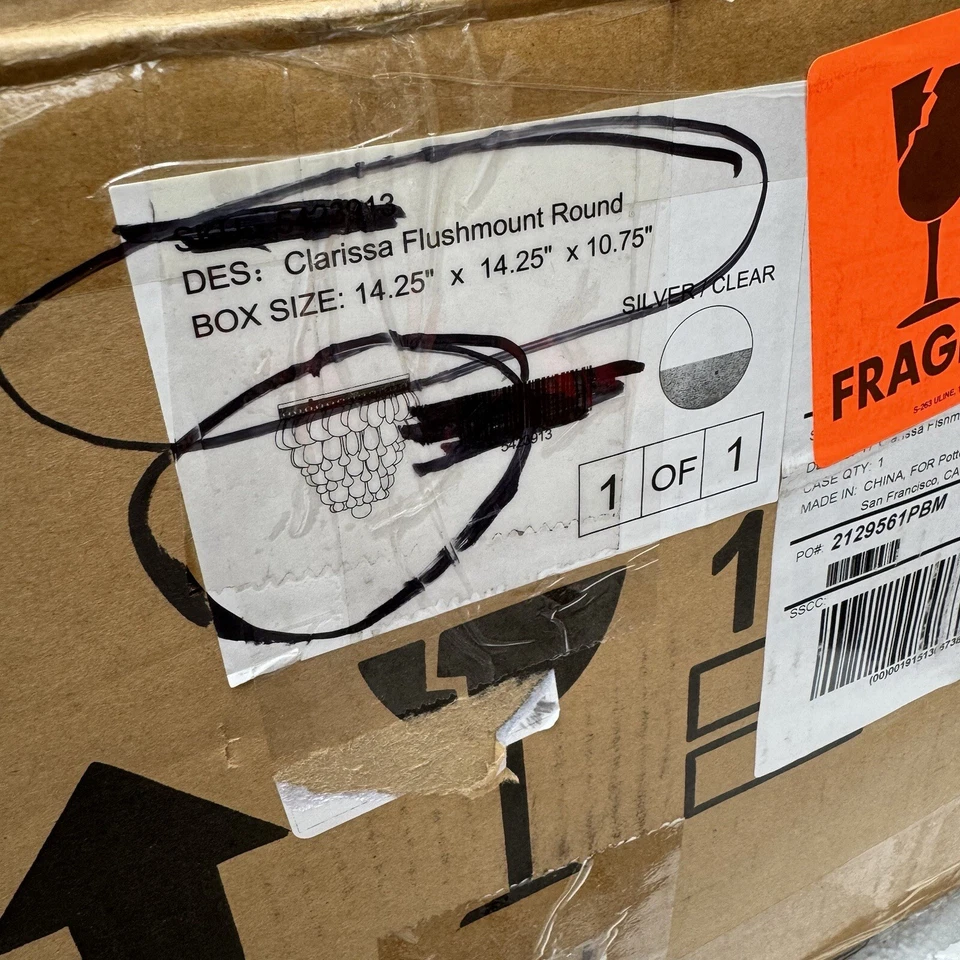 Pottery Barn Clarissa Утопленное Крепление Свет Круглый Серебряный Прозрачная Открытая Коробка Новый в коробке - Изображение 2 из 4