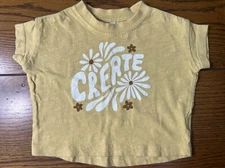 Rylee + Cru Yellow Oversized “Create” Shirt w/Flowers EUC Girls Size 3-6 Months
