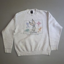 Vintage Looney Tunes Bugs Bunny Warner Brothers Crewneck Sweatshirt XL Gray