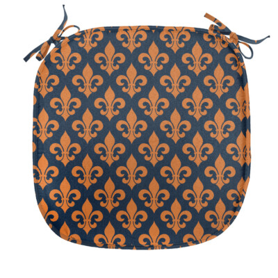 Fleur De Lis Stuhlkissen Orange heraldischen Stuhlpolster Sitzkissen 40x40cm