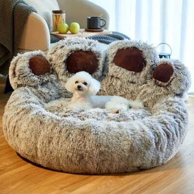 STORAGE-SYSTEMS-UK Washable Donut Dog Bed Cat Round Plush Soft Fluffy For Calming Pet Anti Anxiety