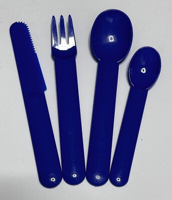Vintage Bodum Flatware Plastic Utensils Picnic Camping Swiss Made Blue 1 Set