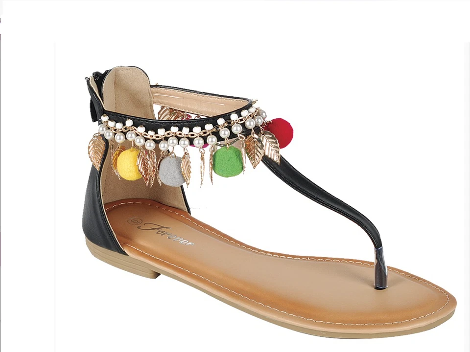 LINK YVETTE-20KGirls cuentas planas flecos sandalias zapatos gladiador niño y joven Foto 2 de 4