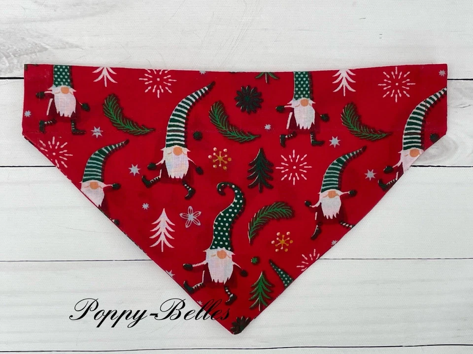 Handmade christmas gonk dog bandana slide on collar