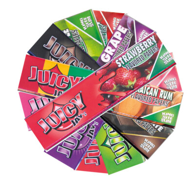 10 x Juicy Jay's Blättchen King Size Long Papers mit Aroma Geschmack gemischt 