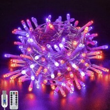 Low Voltage Decorative LED String Lights 10M Orange & Purple with Memory Timer