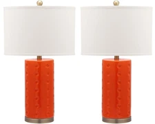Lighting Collection Roxanne Orange Table Lamp, Set of 2