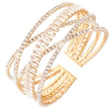 Rhinestone Bracelet for Women Multilayer Crystal Cuff Bracelet Strand Layered Br