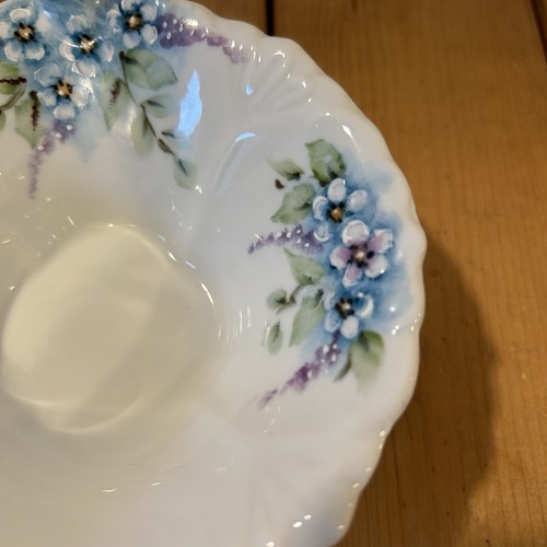 Vintage Hand Painted Porcelain Nut Dish Signed Maxine Summers Floral Handle - Picture 6 of 18