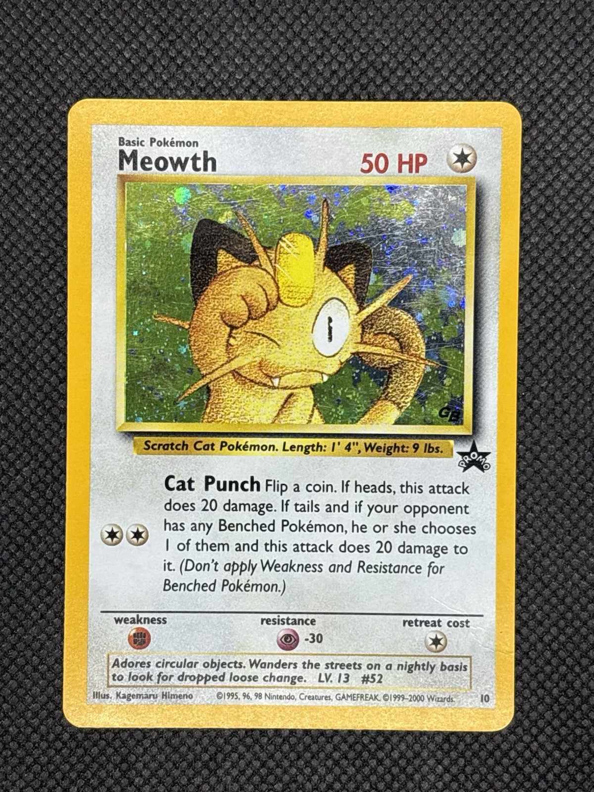 Pokemon 2000 Promo Black Star Game Boy #10 Meowth-Holo Card MP-HP Trading Card