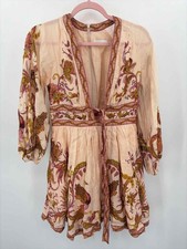 Pre-Owned Zimmermann Pink Size 1/6 Floral Shift Knee Length Long Sleeve Dress