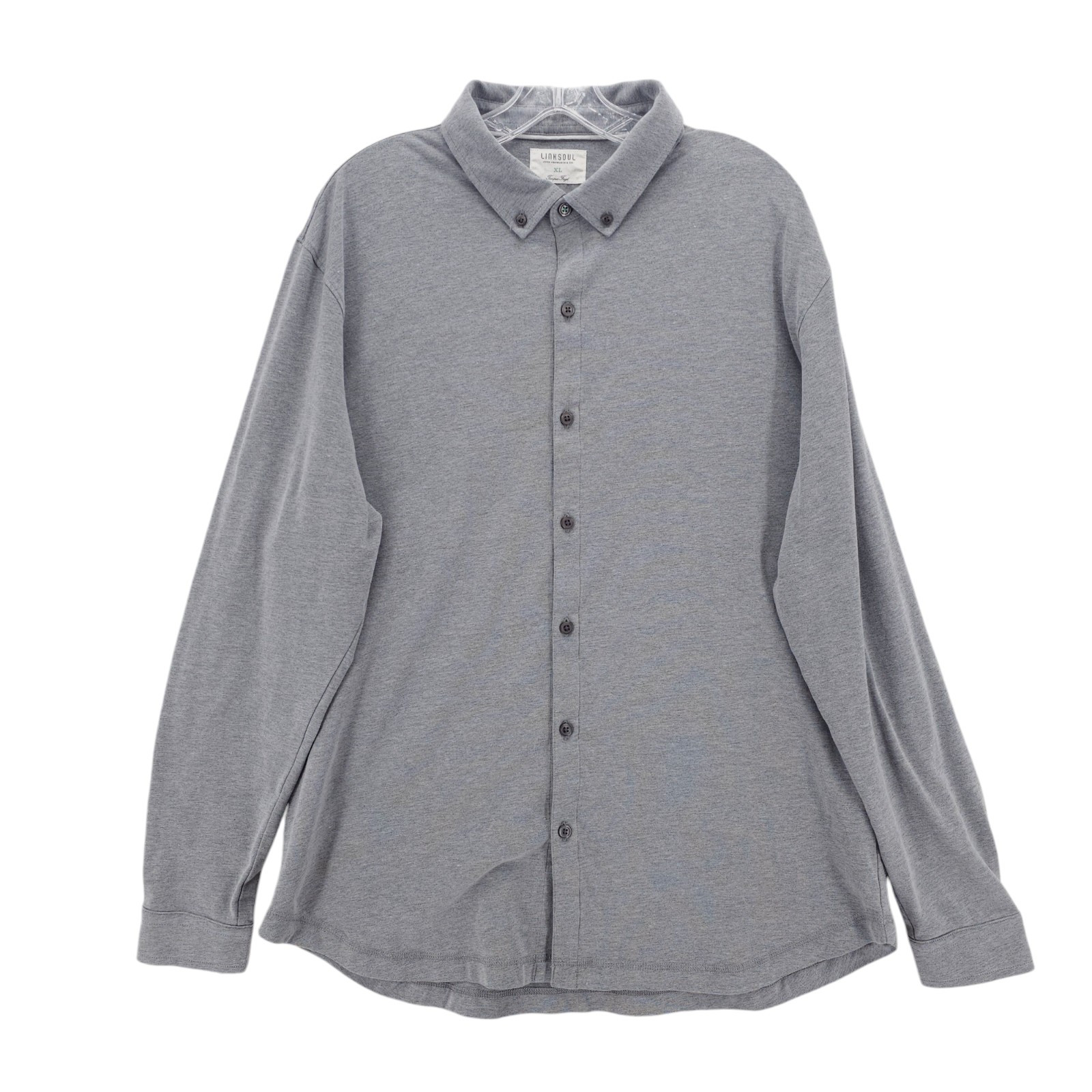 LINKSOUL Tempus Fugit Men's Gray Knit Shirt Long Sleeve Button Down Size XL