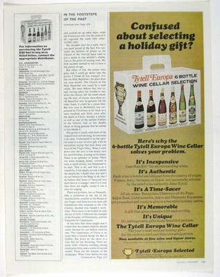 Print Ad Tytell Europa Wine Cellar Holiday Gift Selection 1960s French Italian