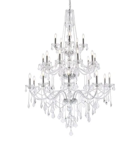 Elegant Lighting Verona 43" 25 Light Royal Crystal Chandelier in Chrome - Picture 3 of 6