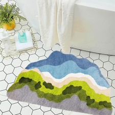 Moss Bathroom Rugs Green Cute Moss Bath Mat for Bathroom Non Slip Soft and Wa...