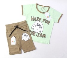 2Pc Kids Summer Outfit Shirt Shorts Cartoon Character Unisex
