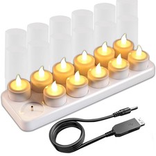 12PCS Flameless Candles Rechargeable LED Tea Lights, Battery-Operated Elect...