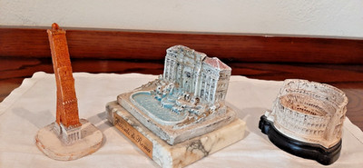 3 Italian Souvenir Buildings: Trevi Fountain, Bologna's Two Towers, Colosseum