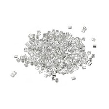 500Pcs 2x2mm Crimp Tube Beads Jewelry Making Crimp End Spacer Bead, Silver
