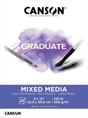 Canson Graduate Series Mixed Media Pad 9''X12''-20 Sheets - 1250P042
