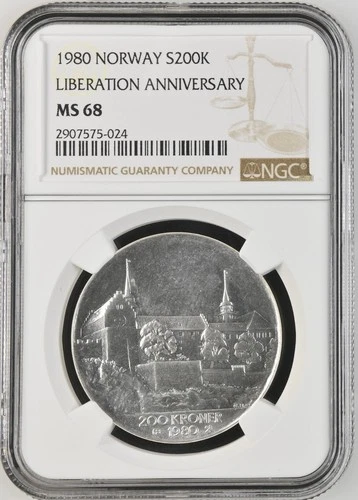 Norway 1980 Liberation Anniversary S200K NGC MS68