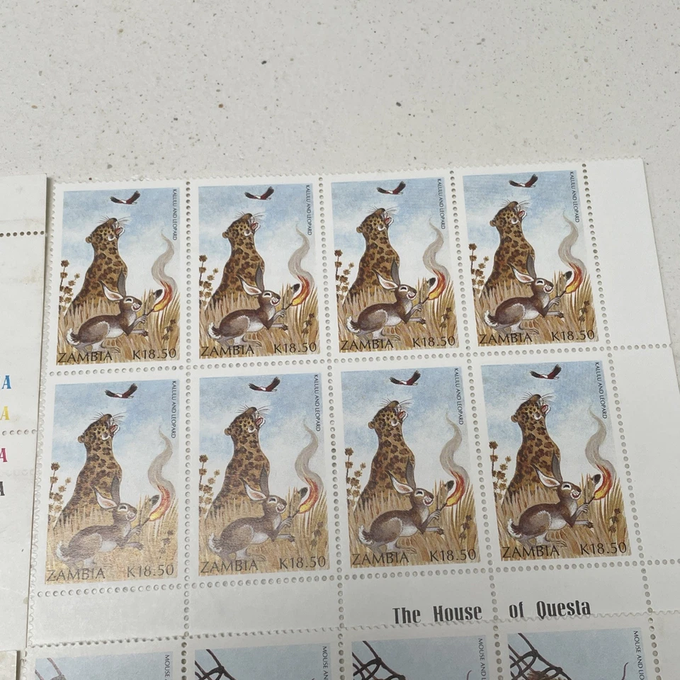Hoja de bloque de estampillas de Zambia 1979. Animales. 32 estampillas. Foto 3 de 4