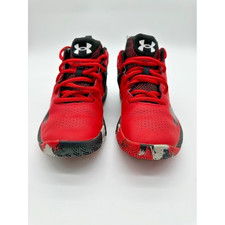 Under Armour Lockdown 6 Red Black Basketball Shoes 3023533-601 Boys 6Y