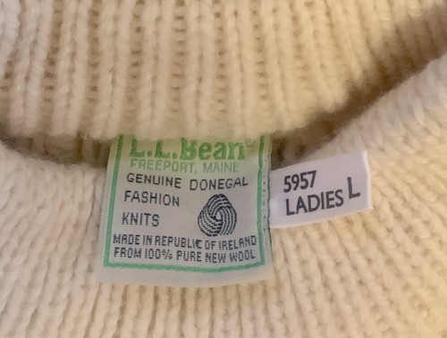 Vtg L. L. Bean Irish Fisherman Honeycomb Sweater Made In Ireland Ladies L, $70 - Photo 9
