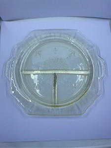 Anchor Hocking PRINCESS Yellow Depression Glass 10.25" Vaseline Divided Grill P