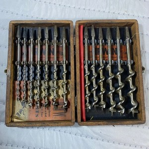 Vintage Irwin 13pc Auger Drill Bit Set – No. DM Wooden Box USA + Extra 5/16" bit
