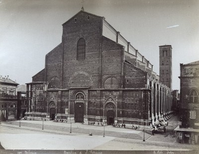 Italien, Bologna, Basilika San Petronio, B. Peli, Piazza Maggiore, 1865