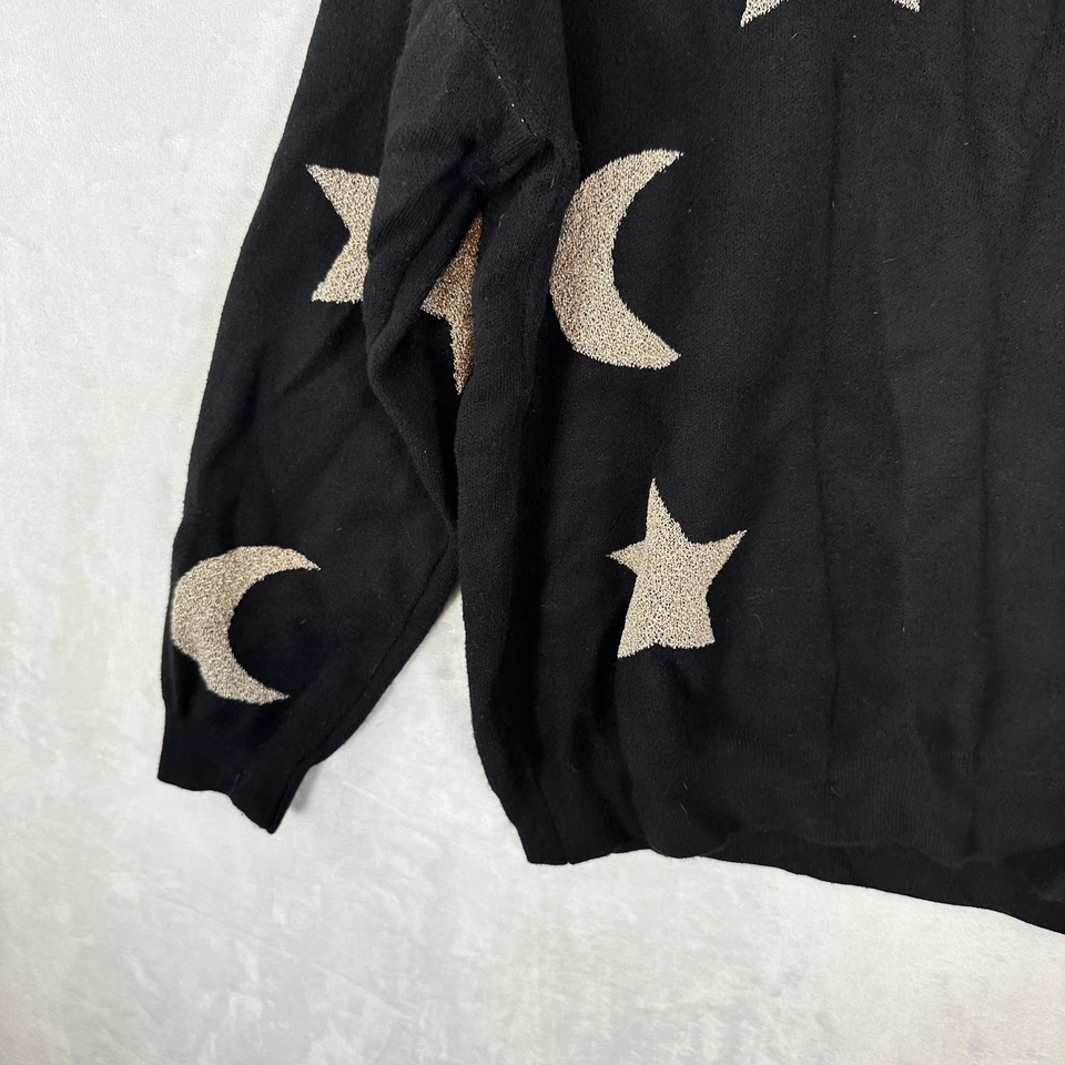 Свитер женский Beach Riot маленький черный с V-образным вырезом металлик звезды луны небесный - Изображение 4 из 4