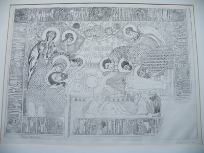 Dmitri Plavinsky - The Holy Shroud 1968 - Signed In Pencil In Cyrillic & Matted