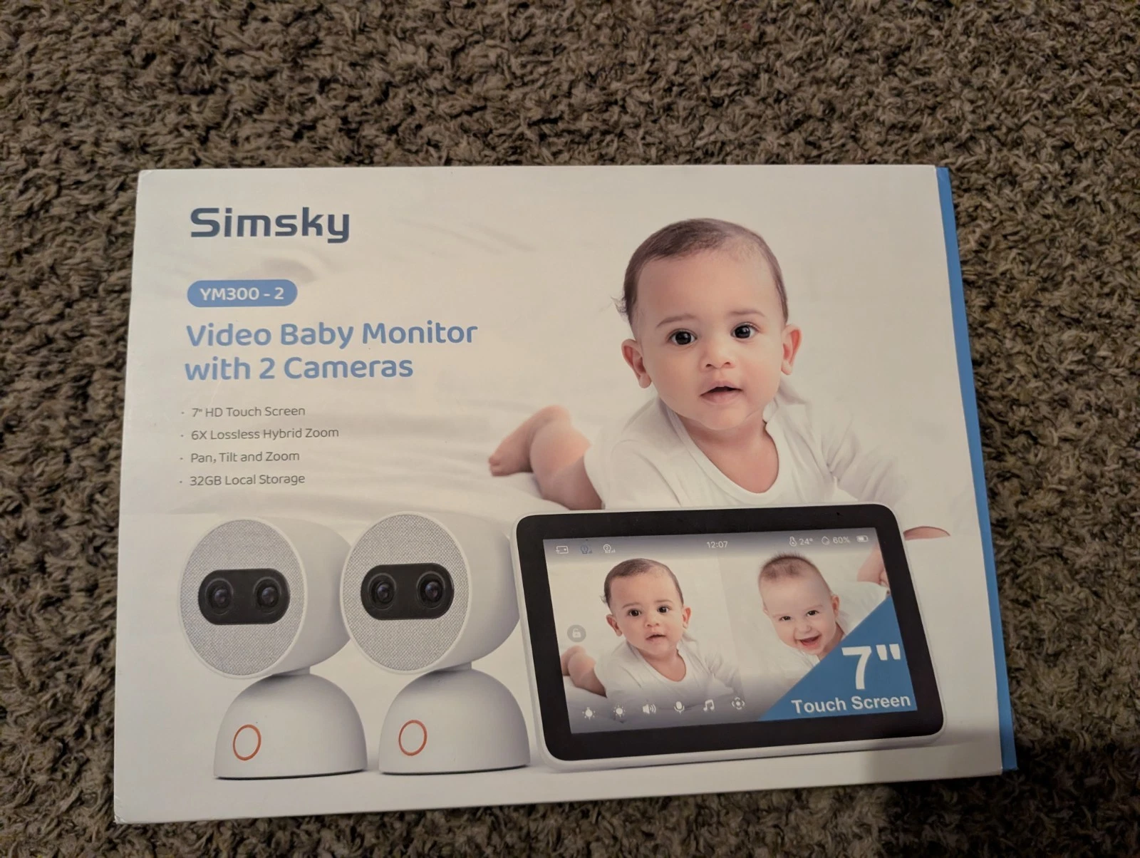Simsky Split Screen Baby Monitor 2 Cameras Touch Screen Smart Audio Monitor/32GB