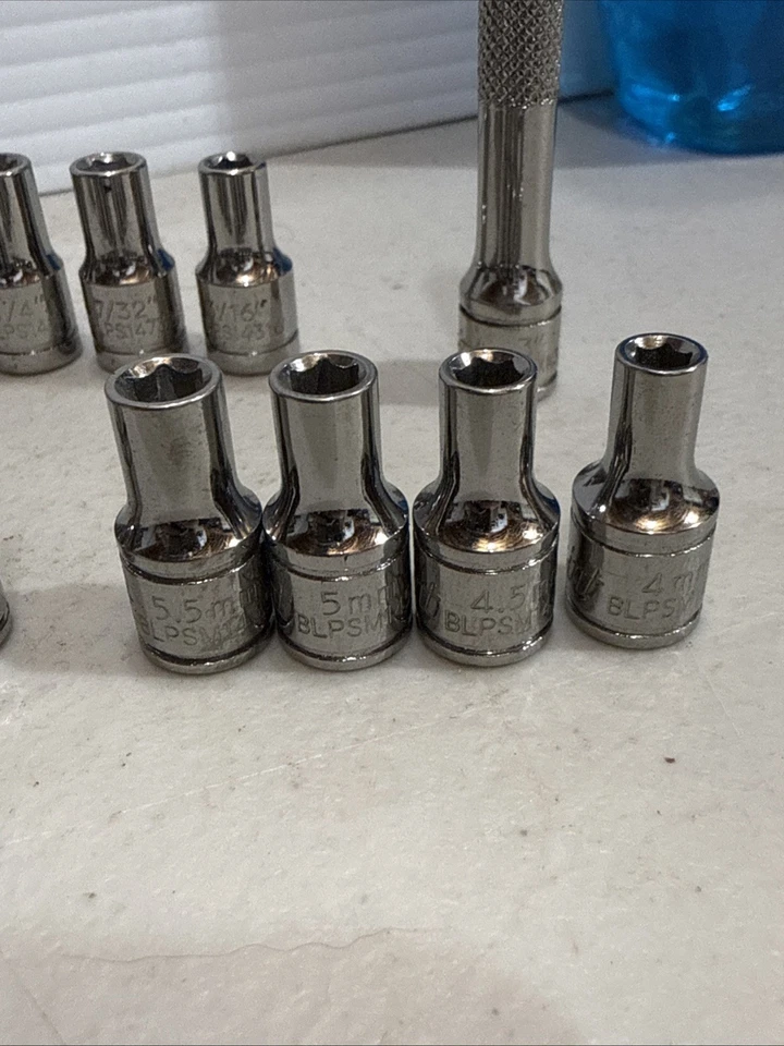 20 Piece Blue Point Metric And Sae Sockets Very Clean Blpsm Blps - Image 4 of 4