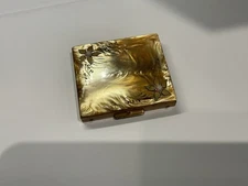 Vintage Enameled Pearl flower Compact Mirror Hinged