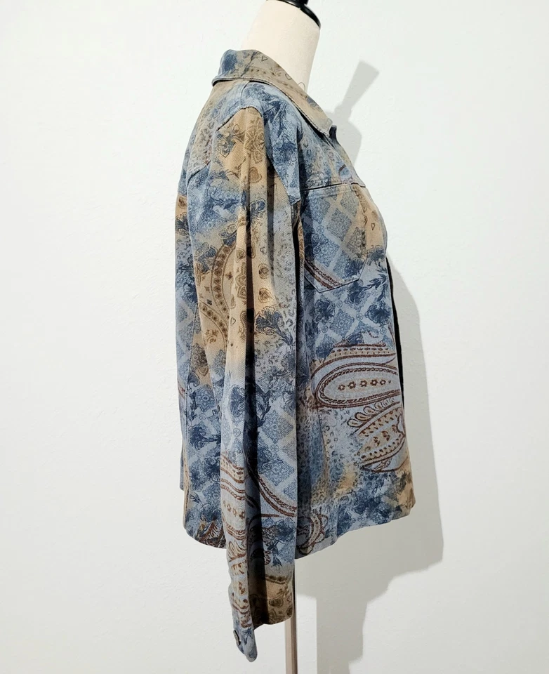 Chaqueta vaquera para mujer Marsh Landing L azul marrón cachemira estampado floral 100 % algodón Foto 2 de 4