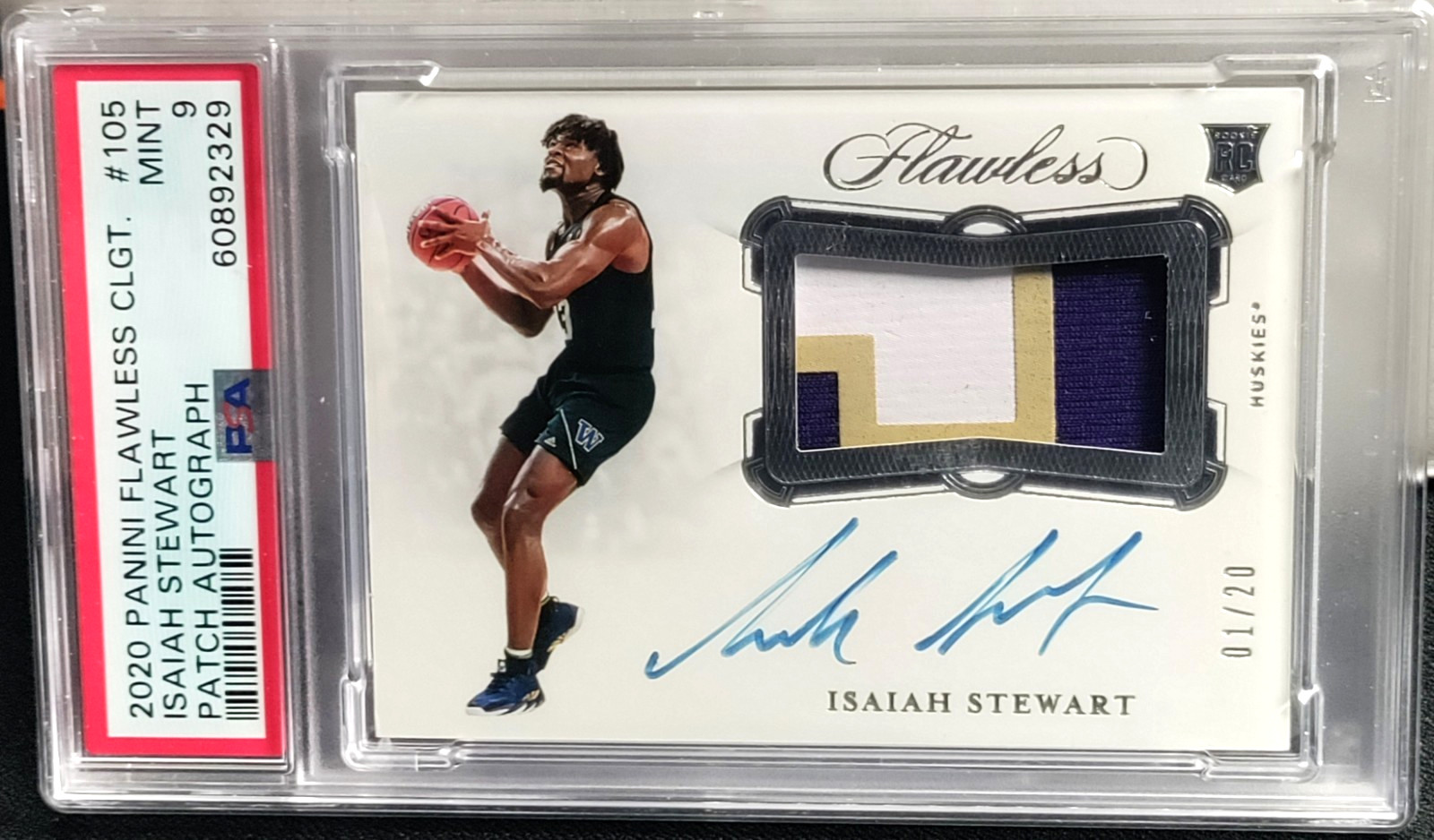 /20 Isaiah Stewart Rookie Patch Auto PSA 9 2020 FLAWLESS Collegiate Autograph SP