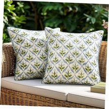 Floral Decorative Pillow Covers Set of 18" x 18" Pack of 2 Blue-green