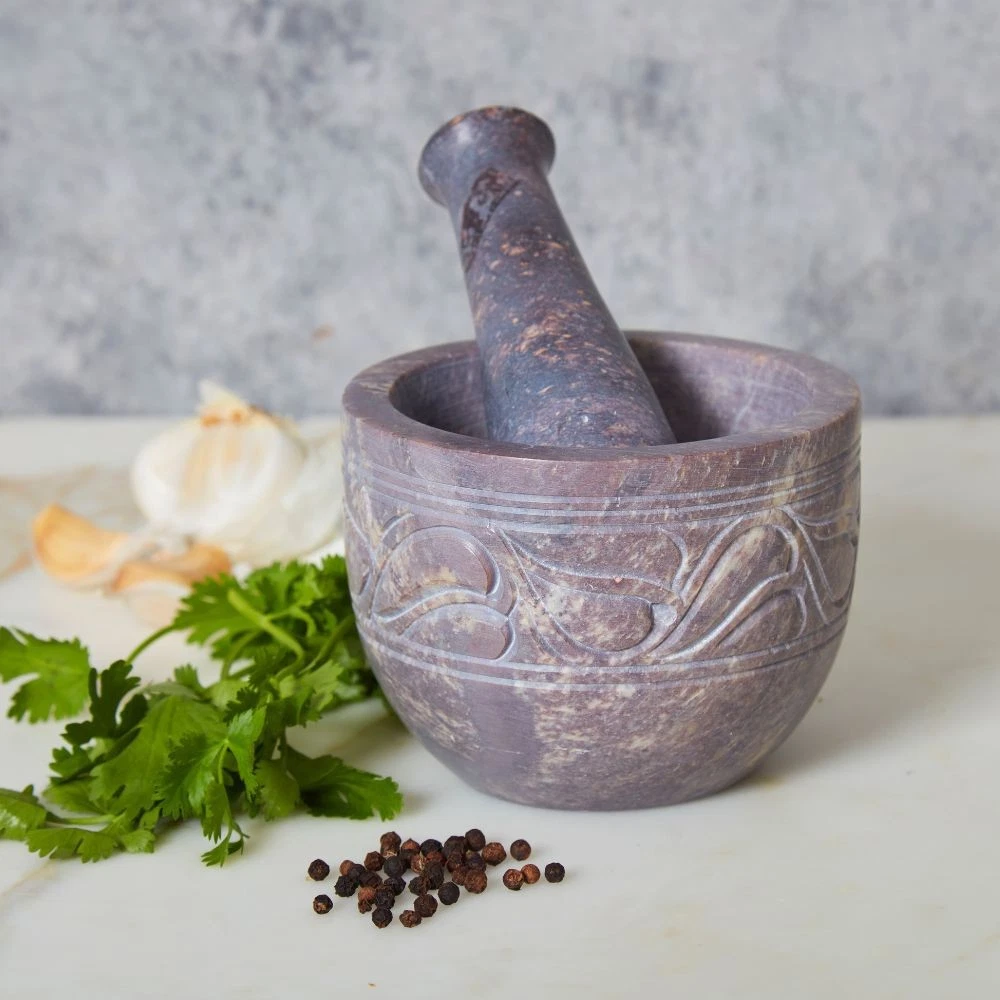 Etched Stone Herbs Mortar Pestle
Opens in a new window or tab