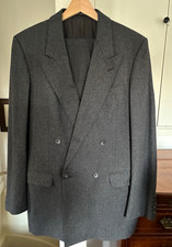 St Michael Grey pure new Wool Double-Breasted 2pc Suit 38L W32 L29