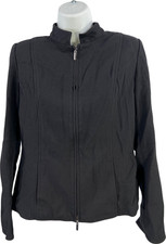 Ellen Tracy Women  s Black Long Sleeve Full Zip Sweatshirt Jacket - 4